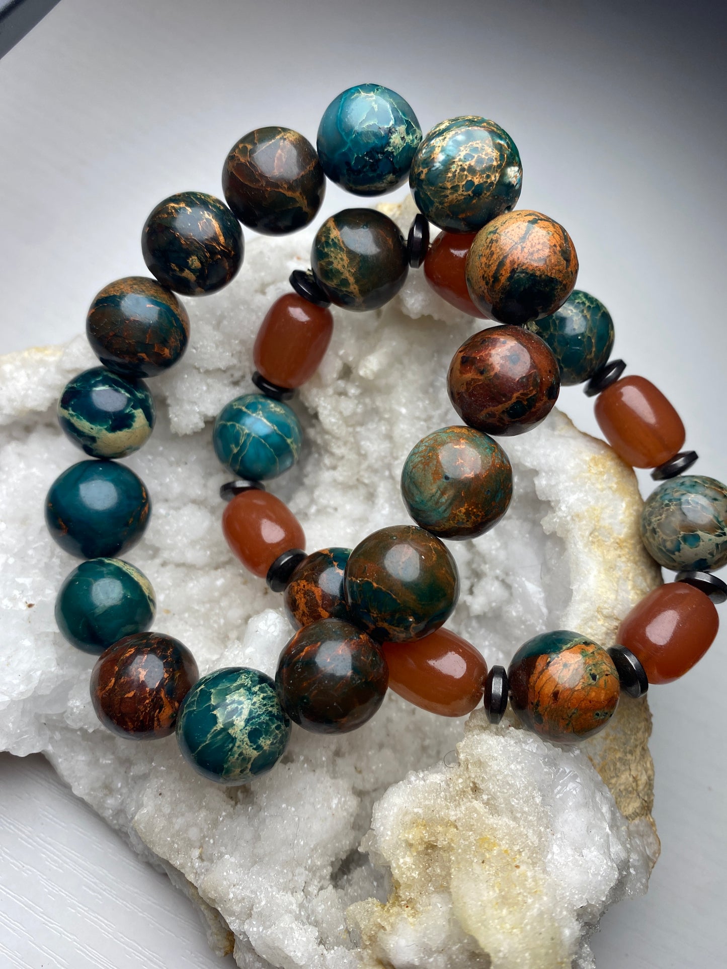 Natural stone men's bracelet set