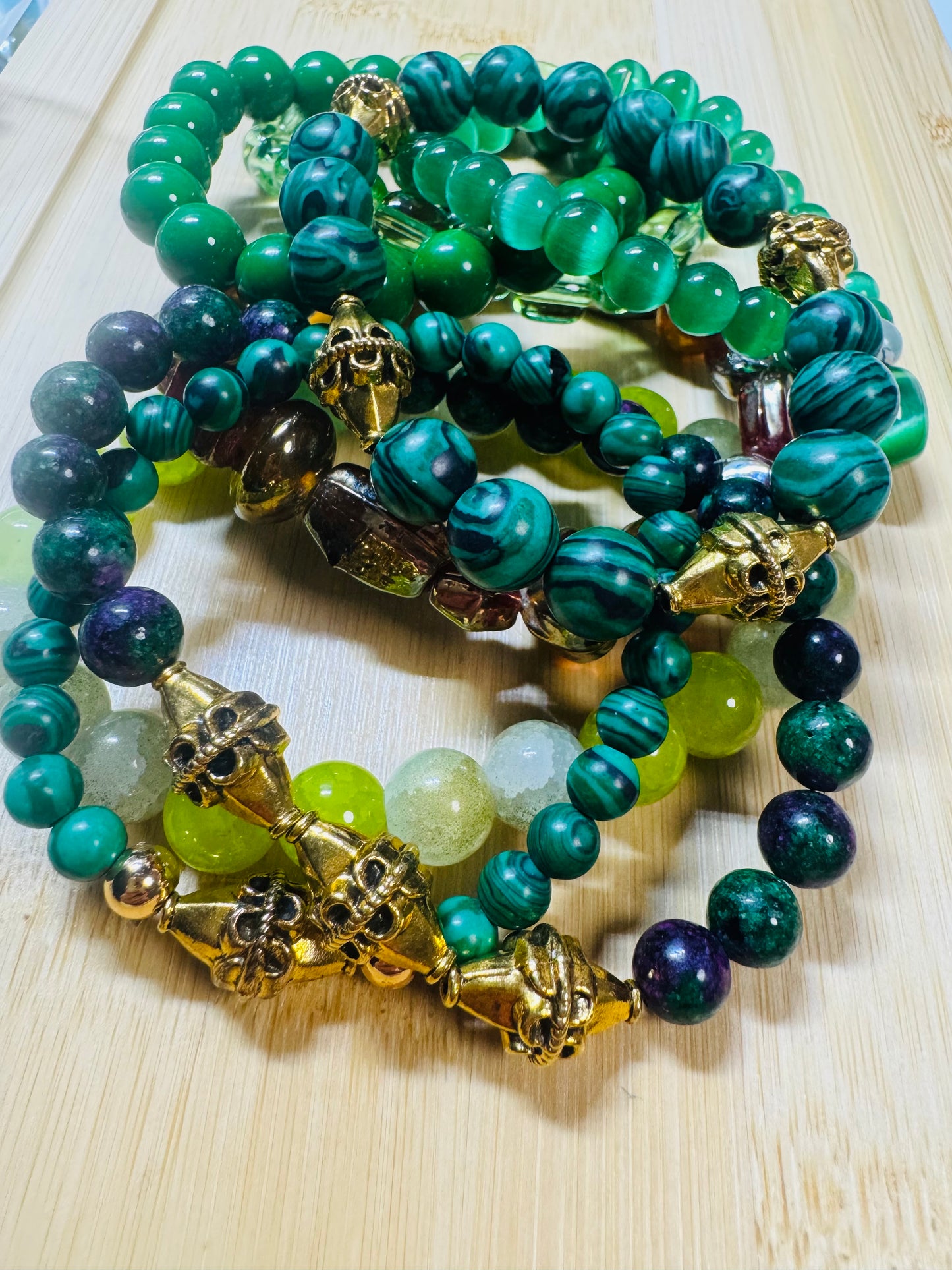 Bracelet stack with natural stones