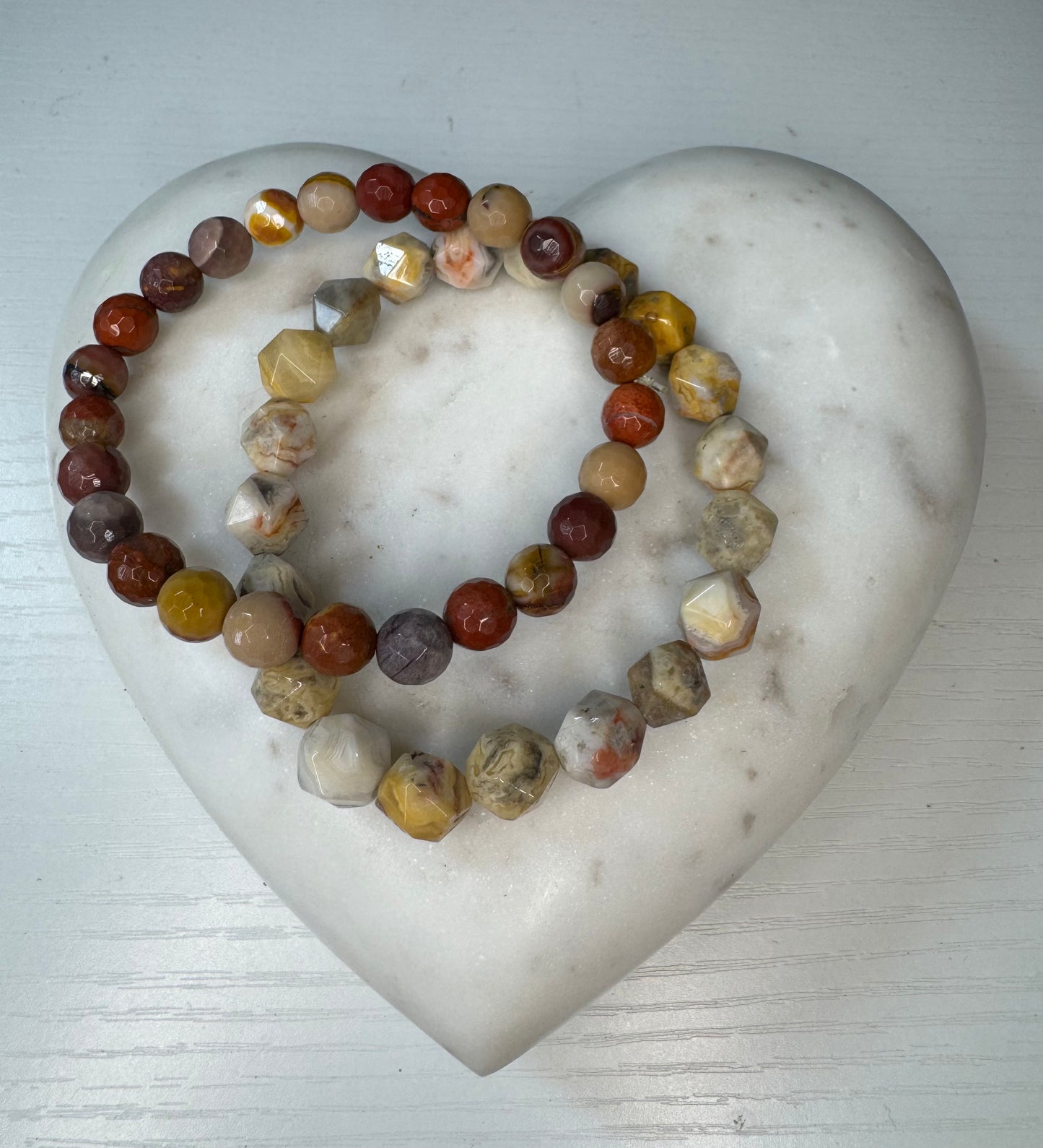 Mookaite and crazy agate bracelet set