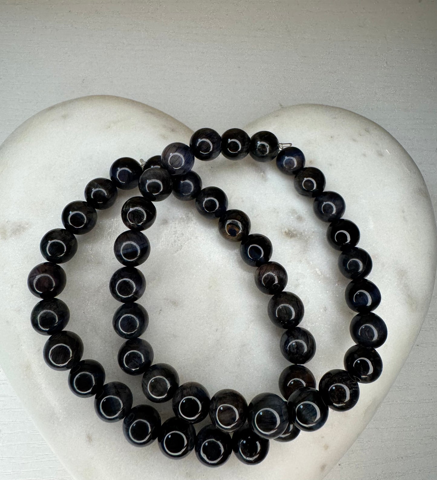 Natural Blue tiger eye beaded bracelet 8 mm beads