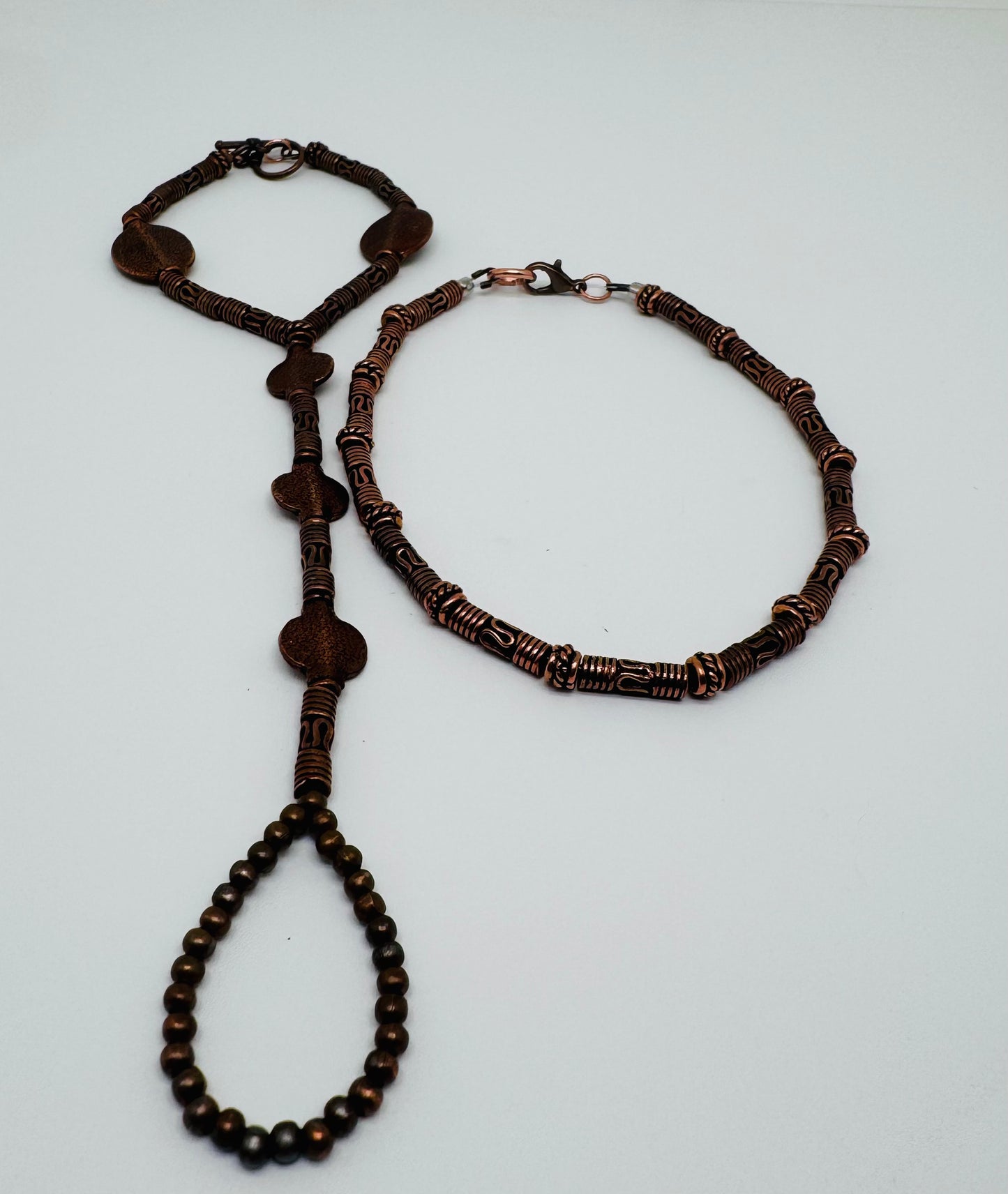 Copper One of a kind hand, jewelry, and anklet set