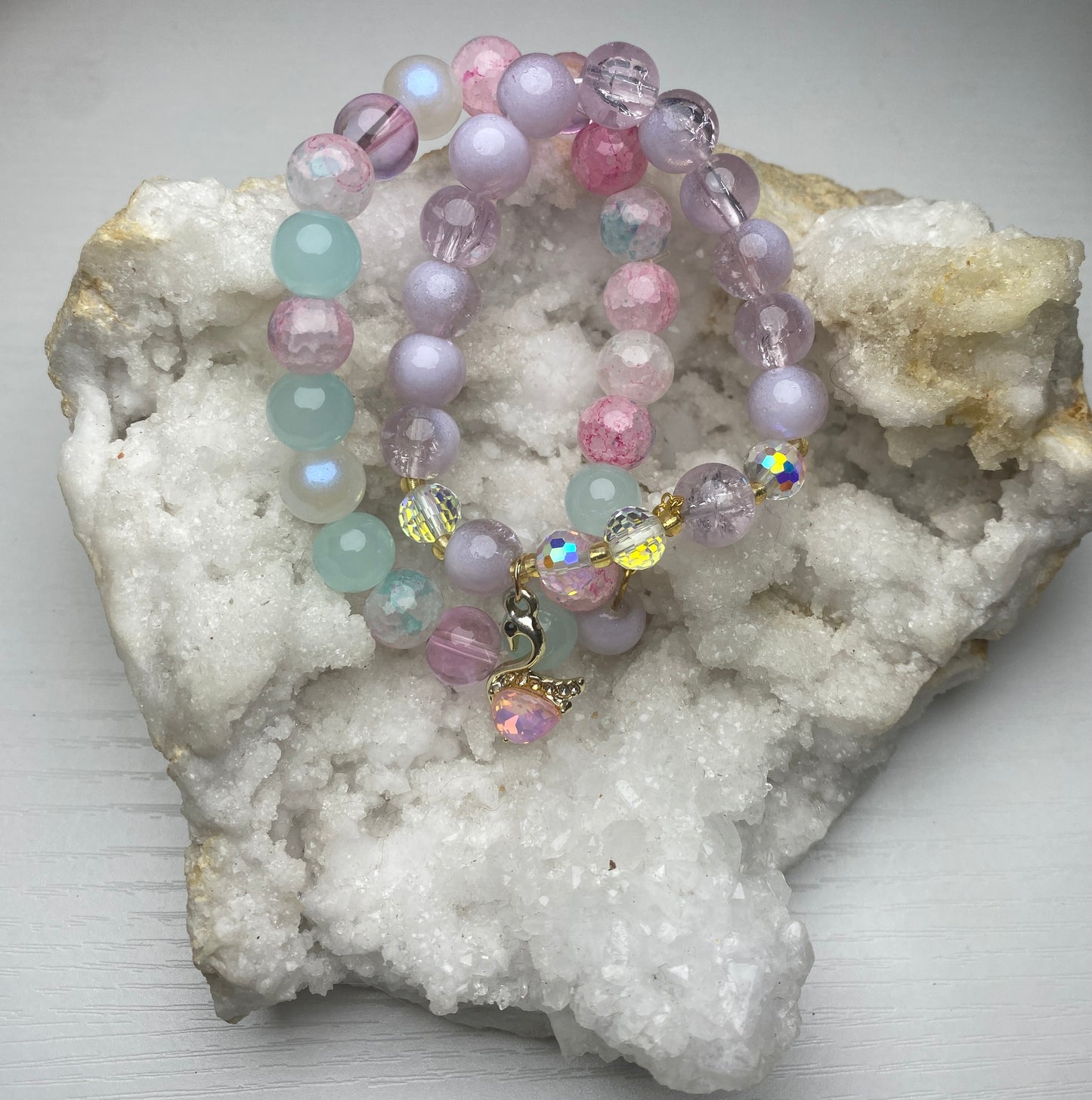Two piece bracelet set with charms