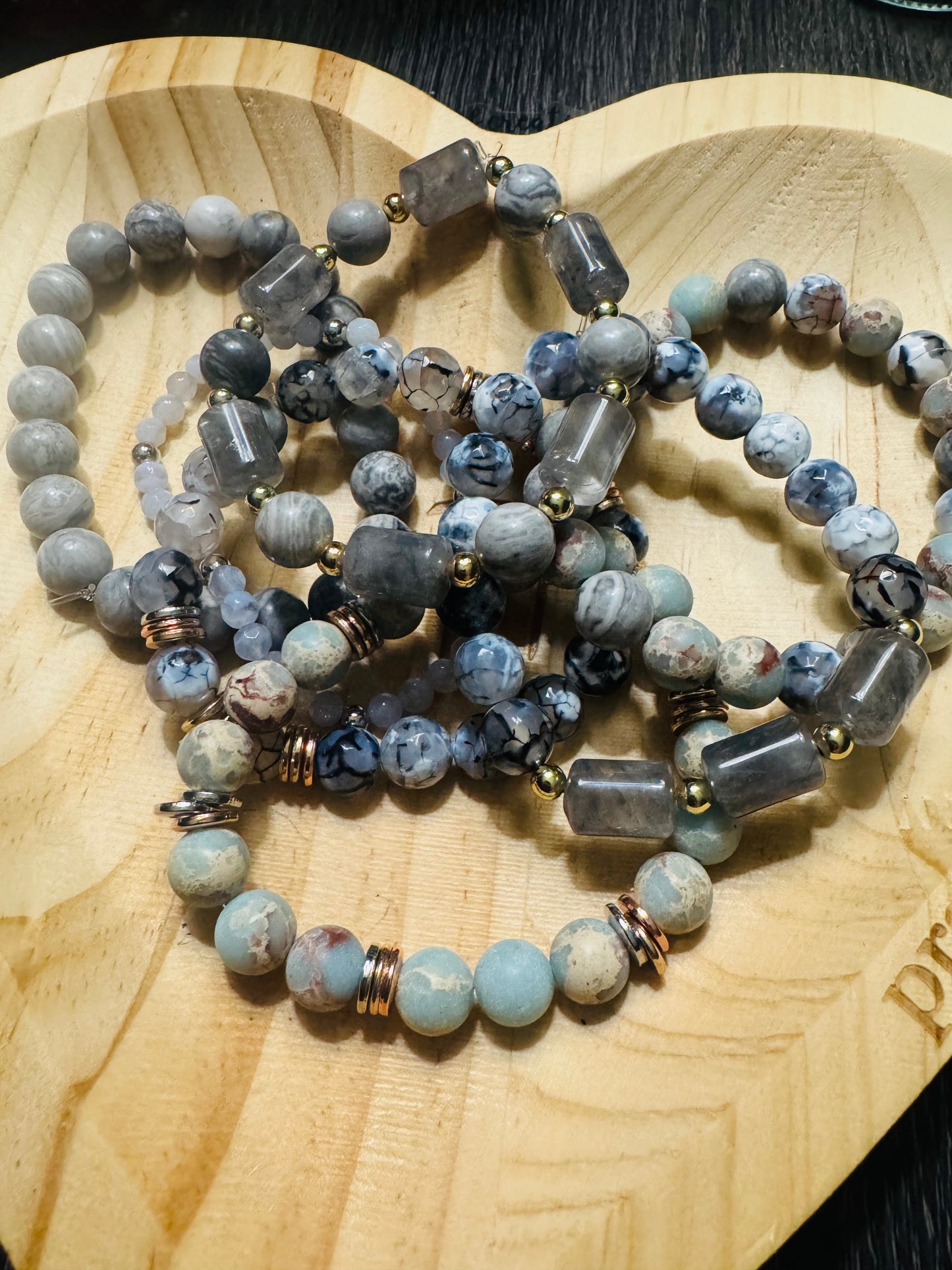 Natural stone bracelet stack