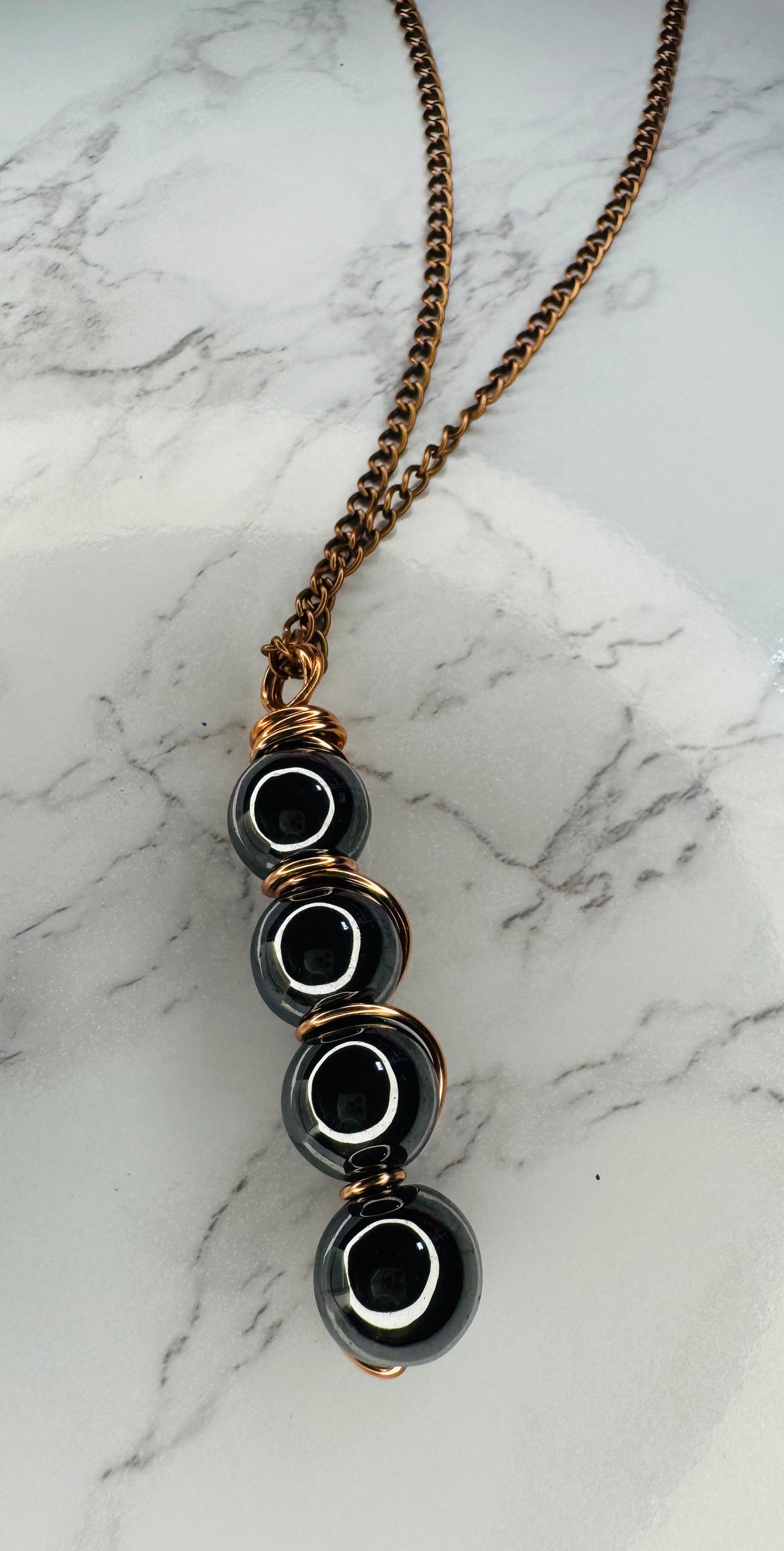 Hematite copper wire wrap necklace