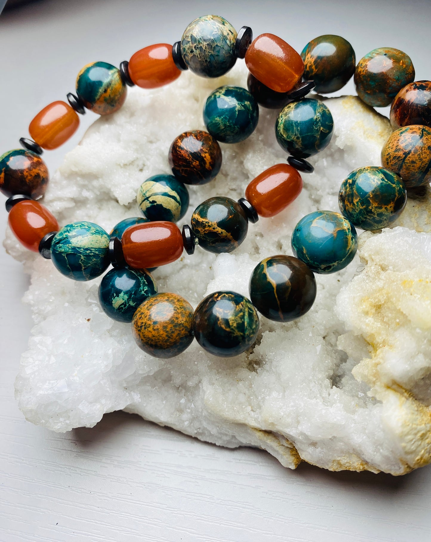 Natural stone men's bracelet set