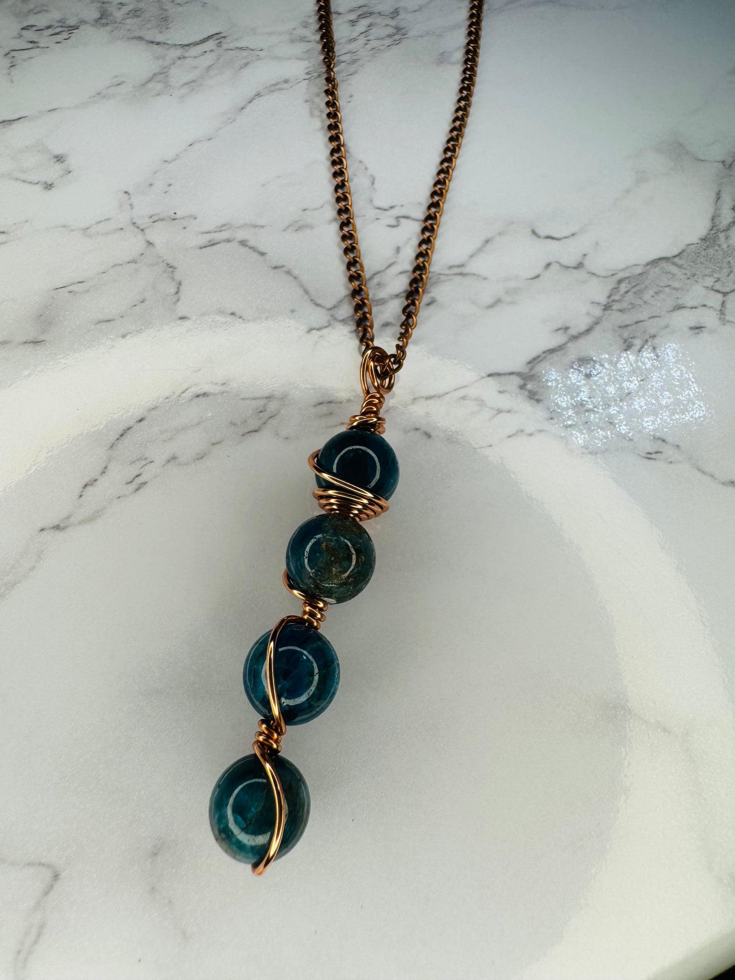 Blue Apatite wire wrap necklace