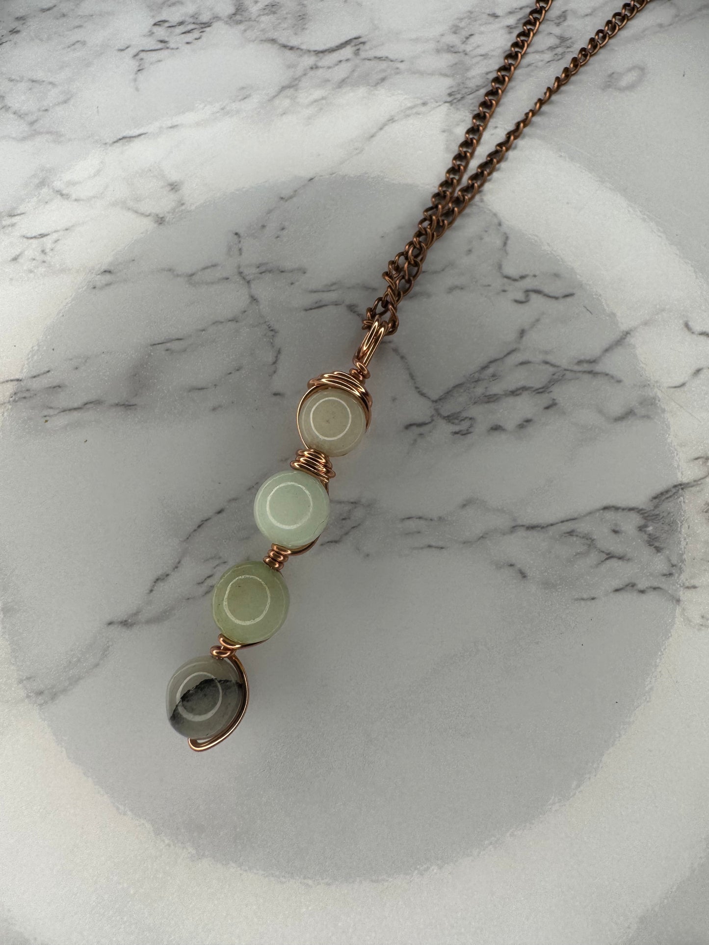 Mint/white jade copper wire wrapped
