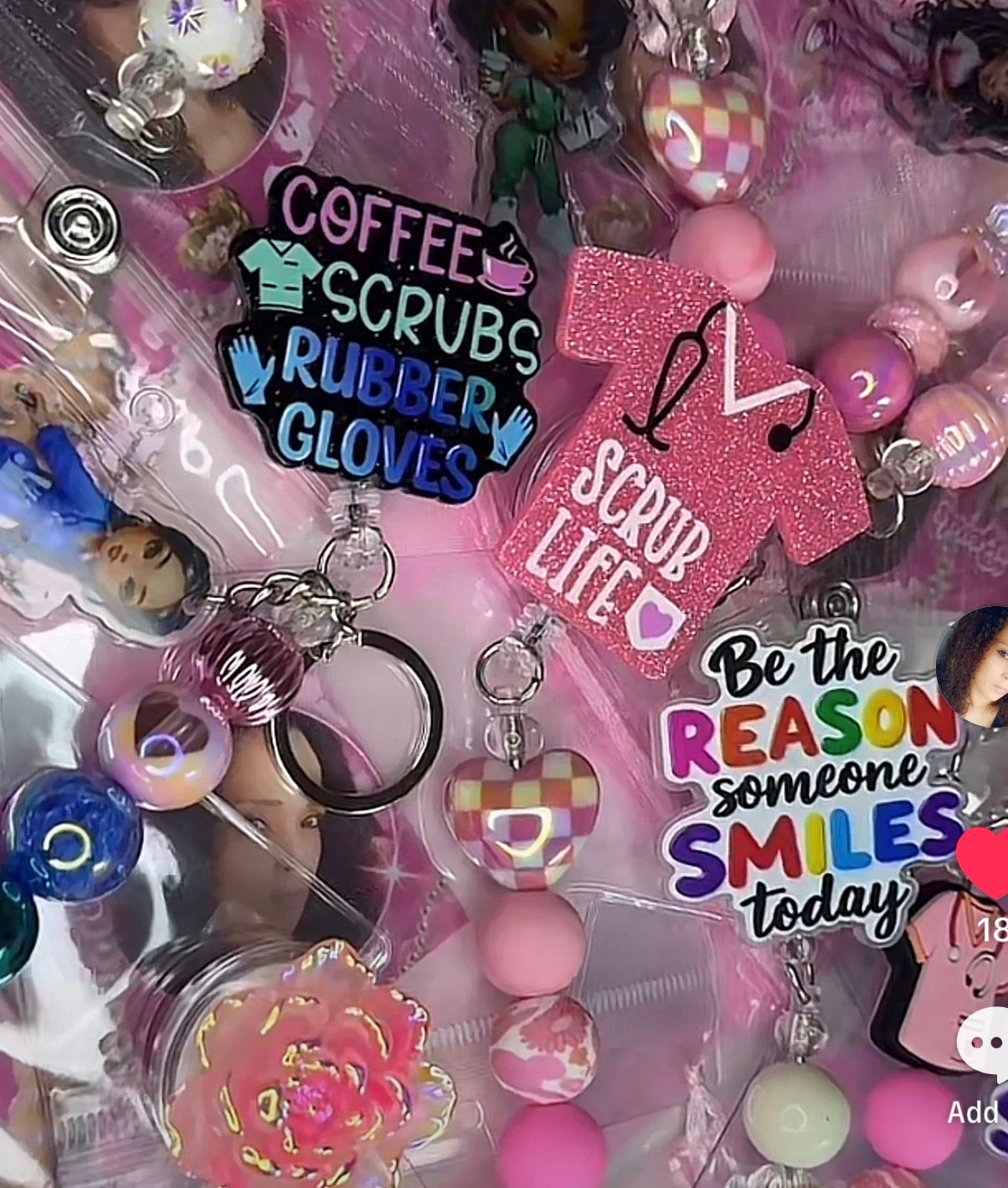 Purse Charms, Phone Charms,Badge Reels, Key Chains and Pens