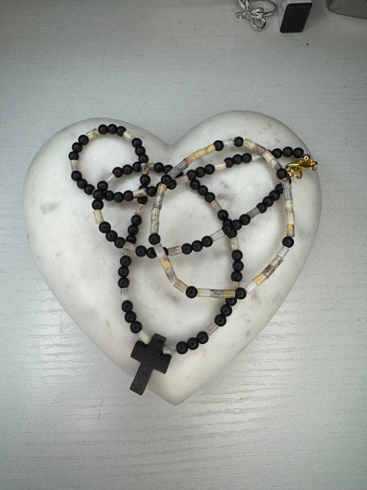 Cross necklace with matching bracelet