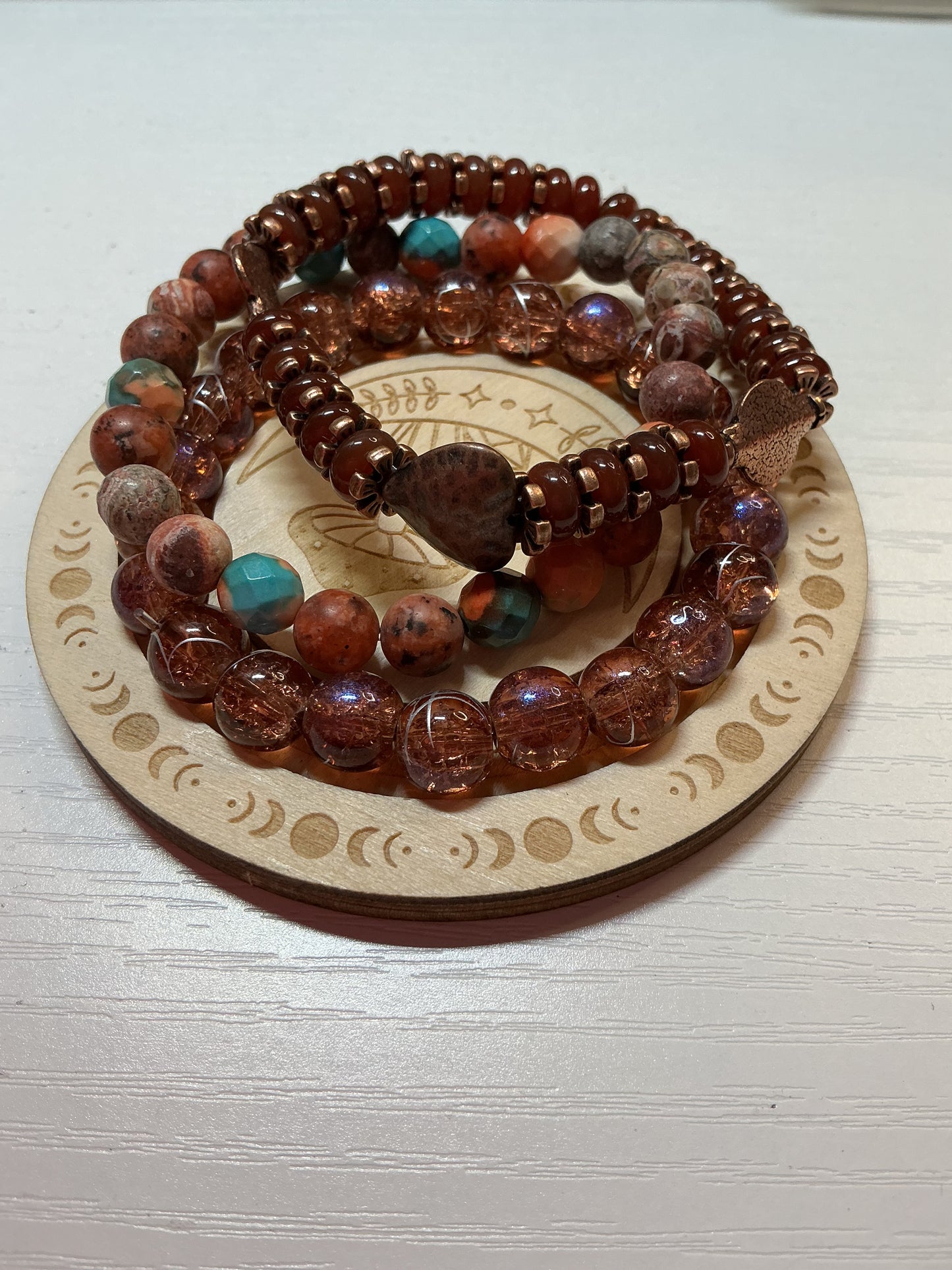 One of a kind, custom Copper bracelet set