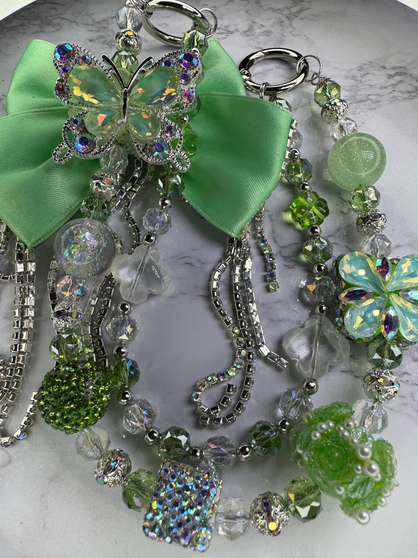 Green and silver bow