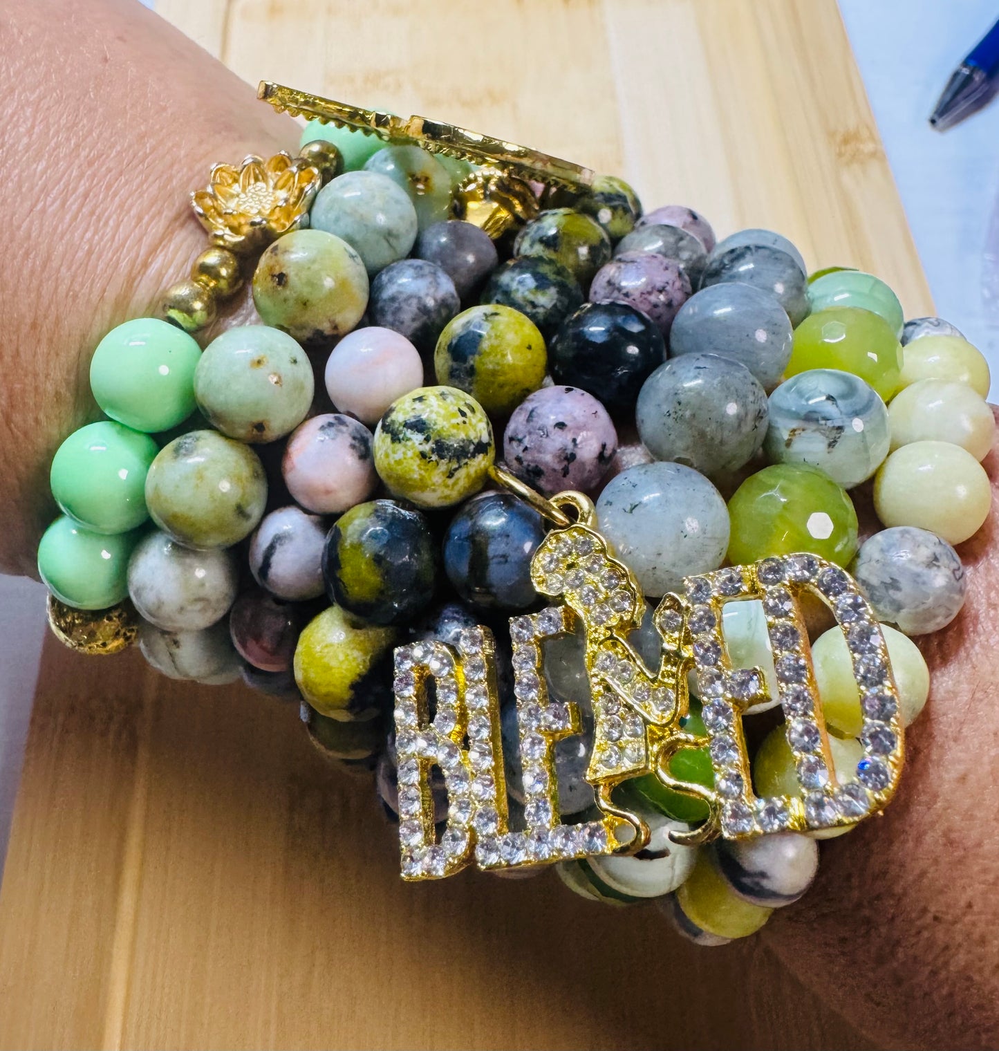 Eight piece bracelet stack