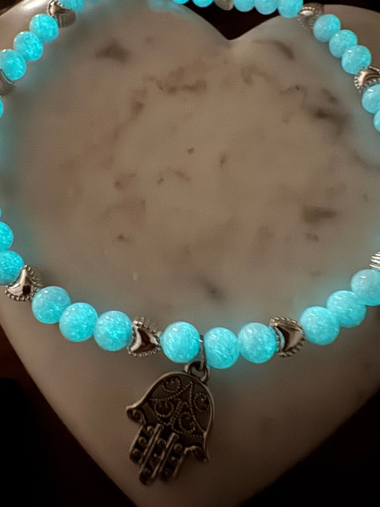 Glow in the dark anklet with charms