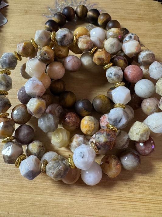 Five piece set of natural stone bracelets