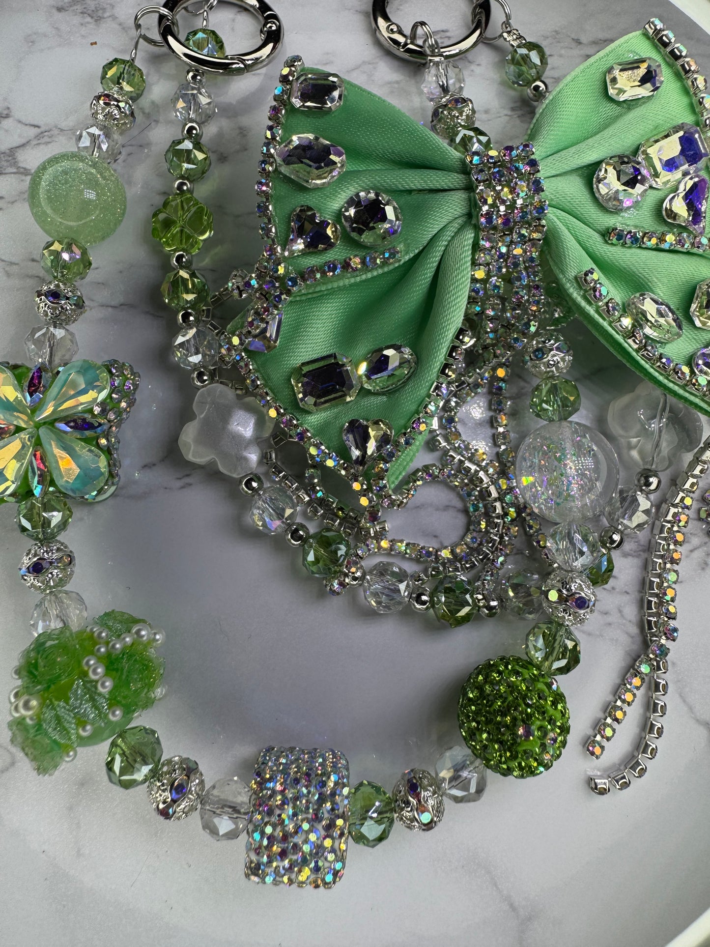 Green and silver bow