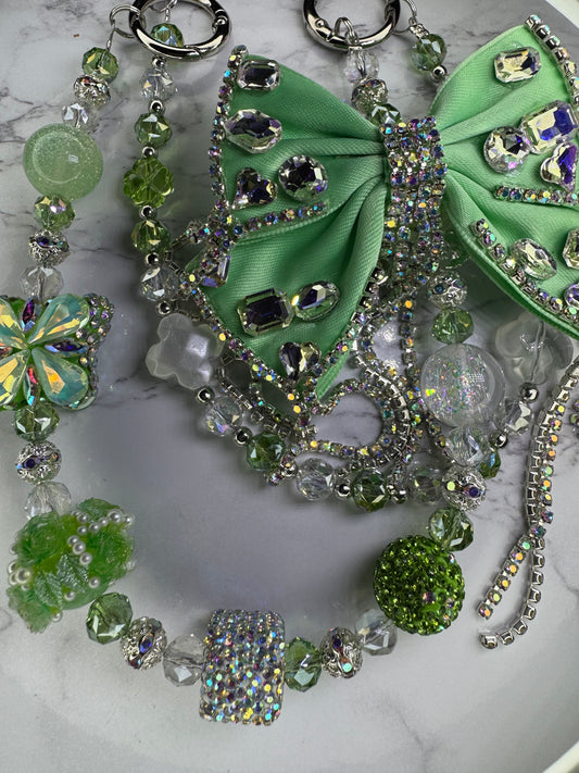 Green and silver bow
