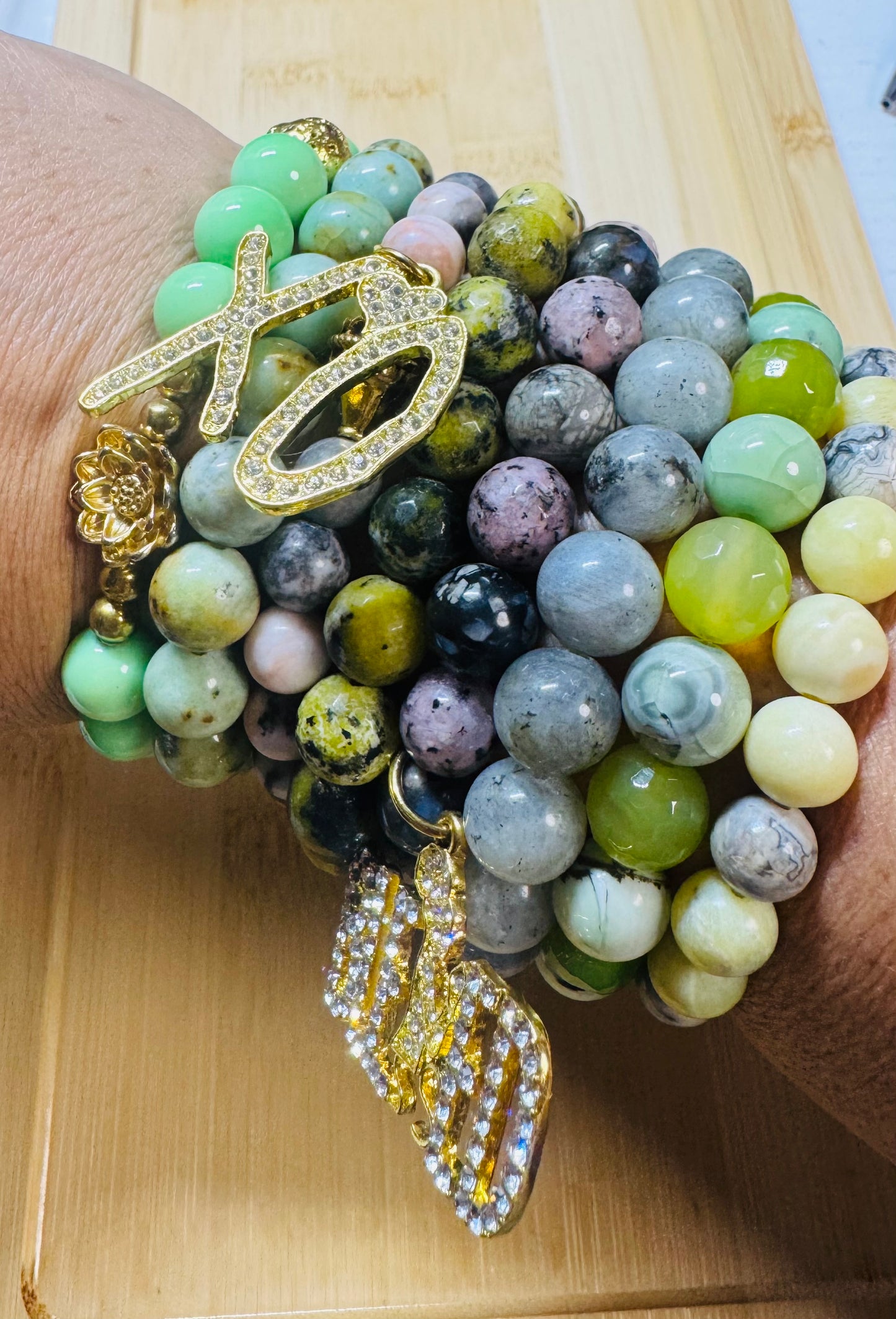 Eight piece bracelet stack