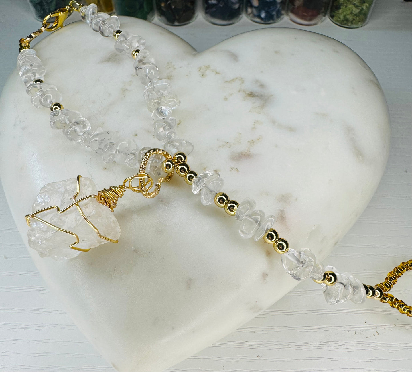 Custom made clear, quartz wire wrapped stone handpiece