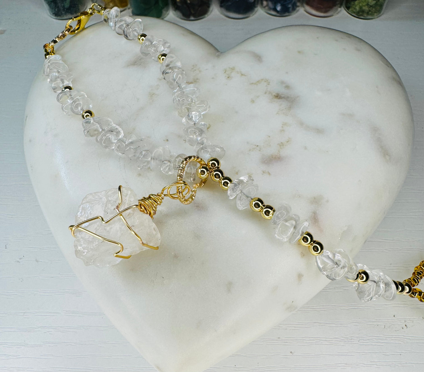 Custom made clear, quartz wire wrapped stone handpiece