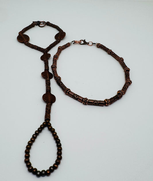 Copper One of a kind hand, jewelry, and anklet set