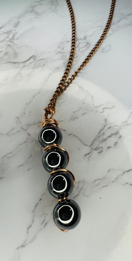 Hematite copper wire wrap necklace