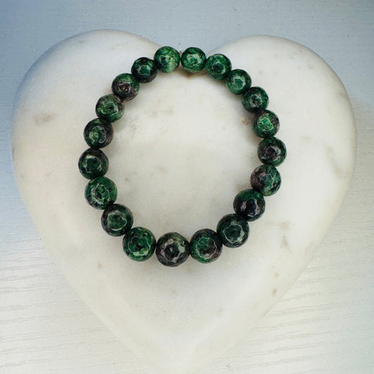 Green zoisite, bracelet with 10 mm beads