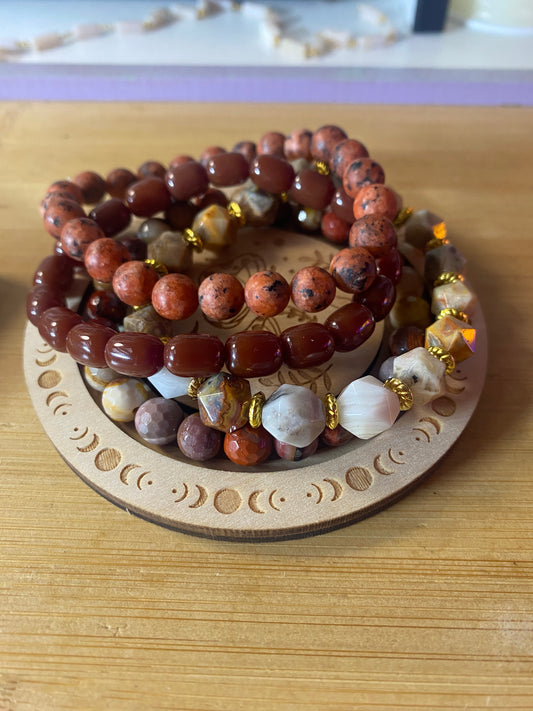 Four piece bracelet set natural stones
