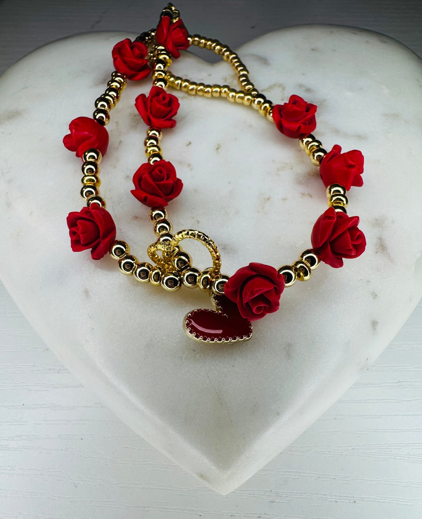 Custom-made rose with double heart charm handpiece