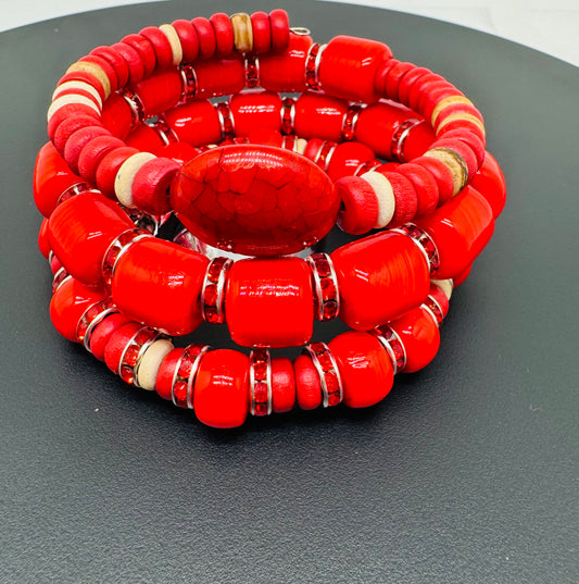 Lady in red wraparound bracelet set