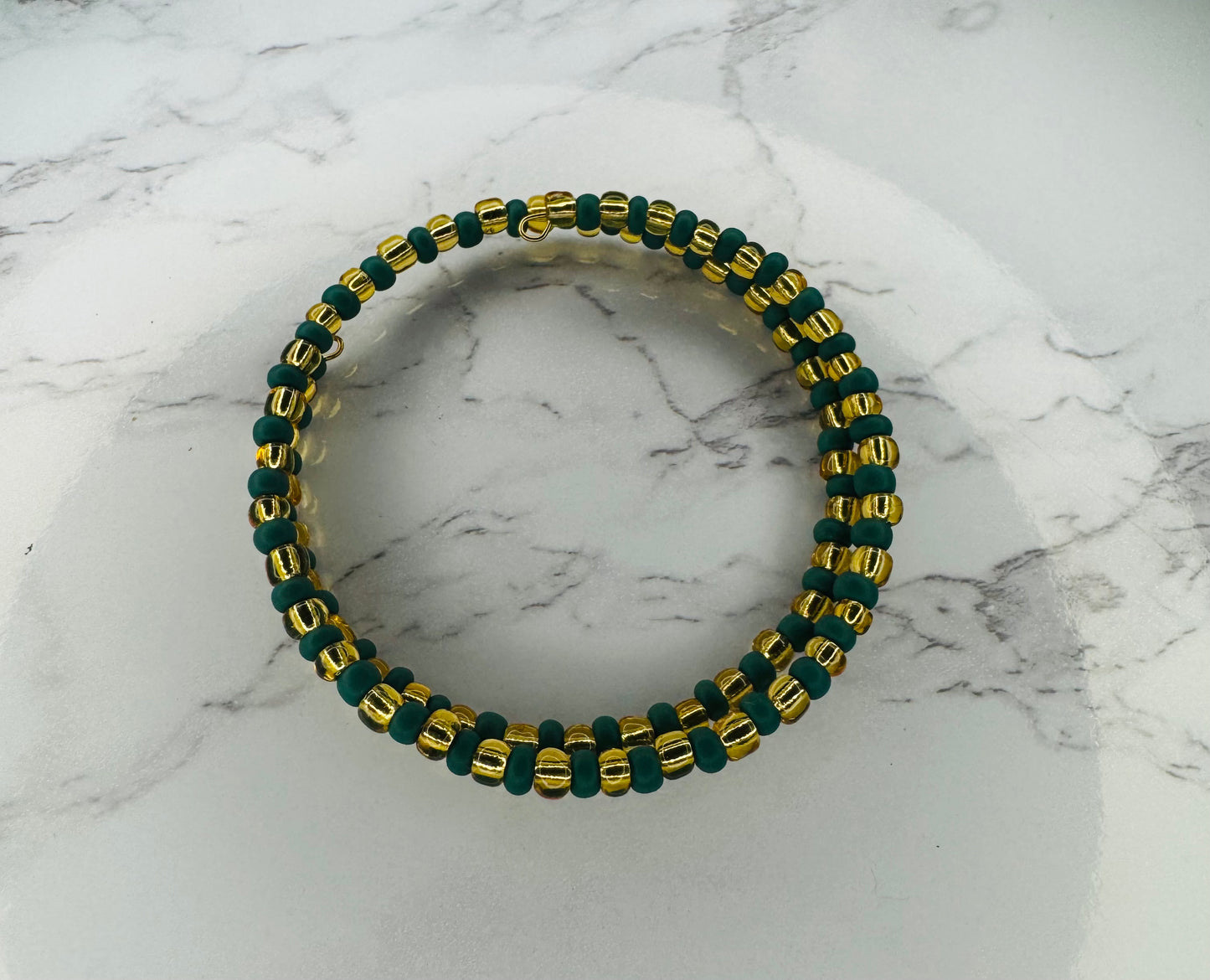Green and gold bracelet wrap