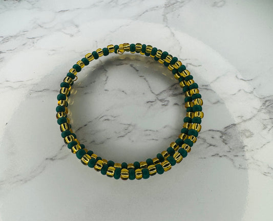 Green and gold bracelet wrap