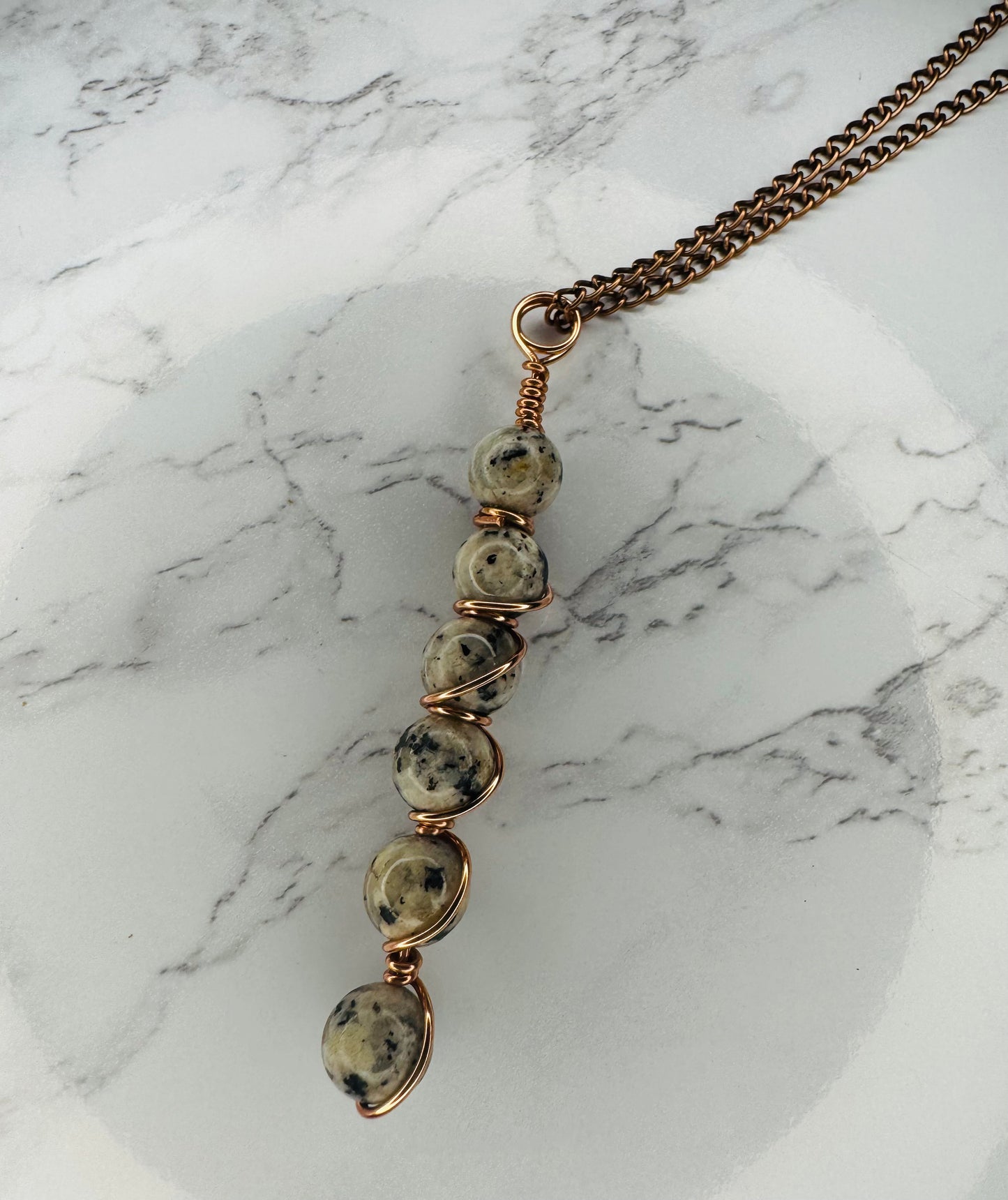 Dalmatian jasper wire wrapped