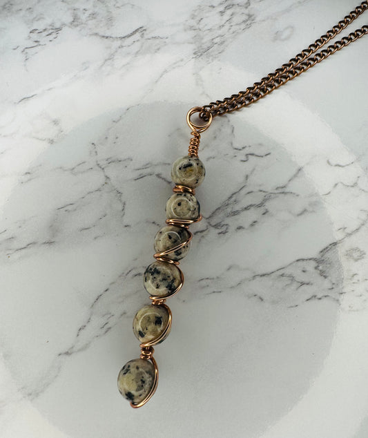 Dalmatian jasper wire wrapped