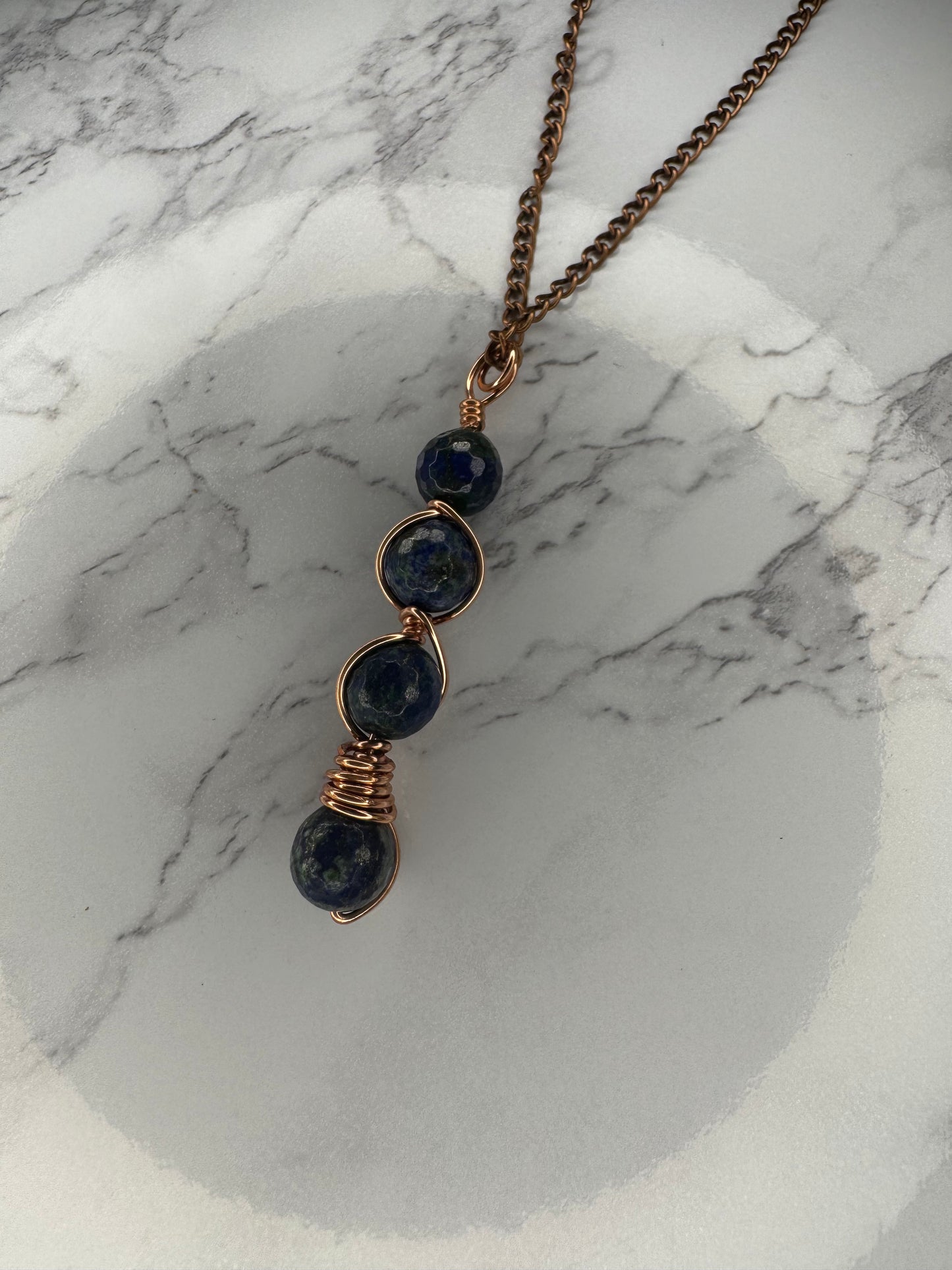 Lapis lazuli copper wrapped