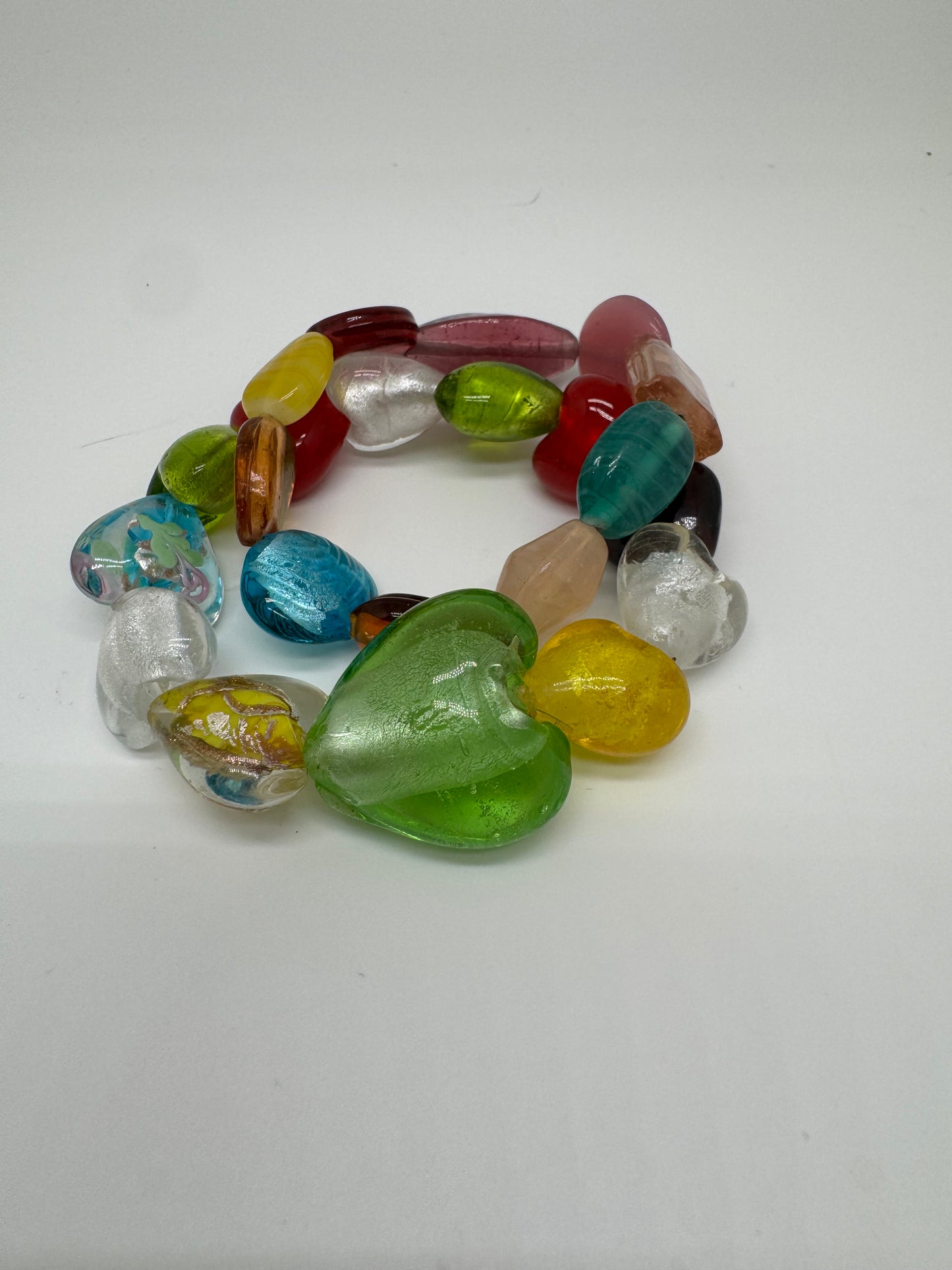 Custom-made heart glass bracelet set