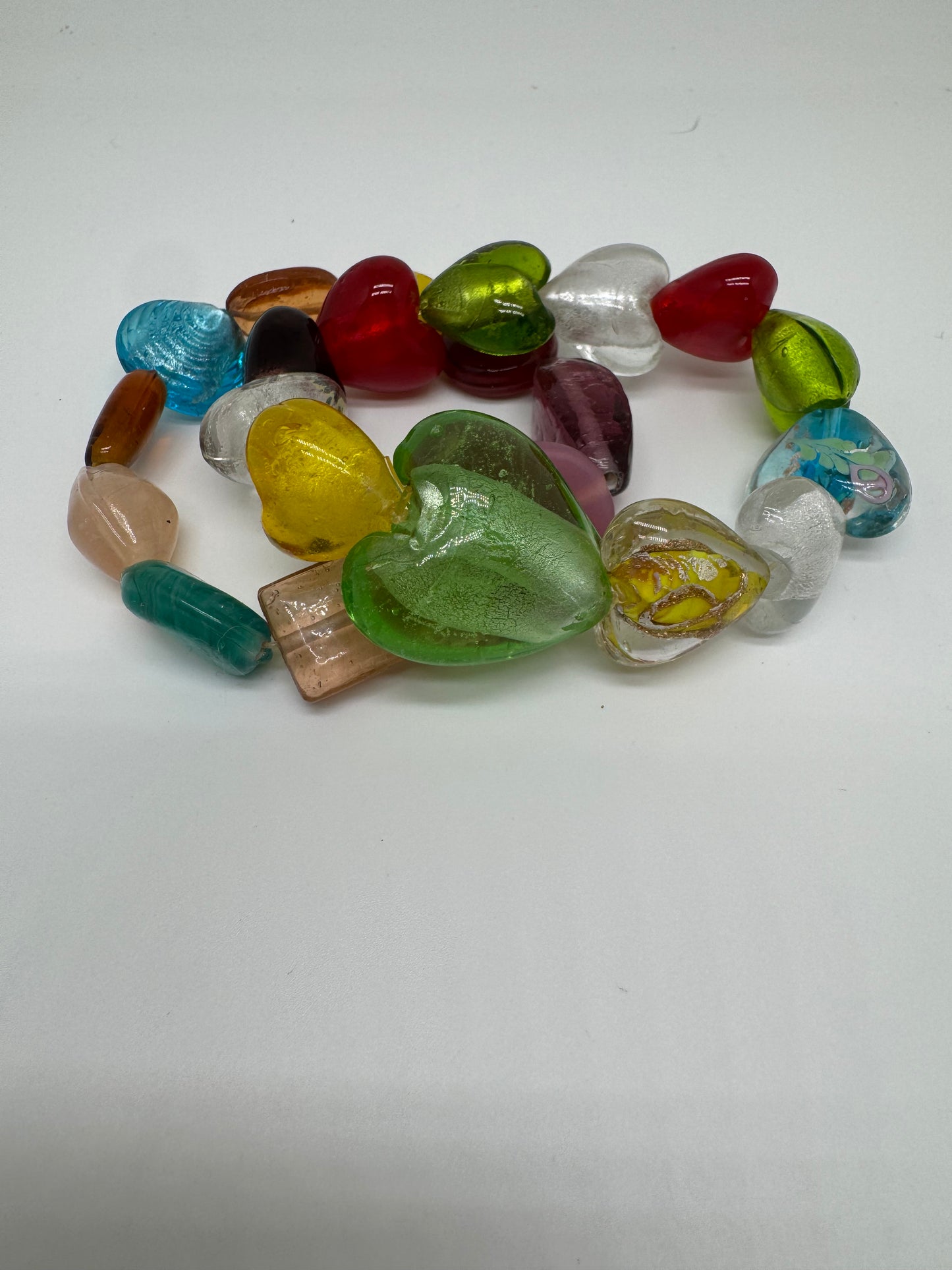 Custom-made heart glass bracelet set